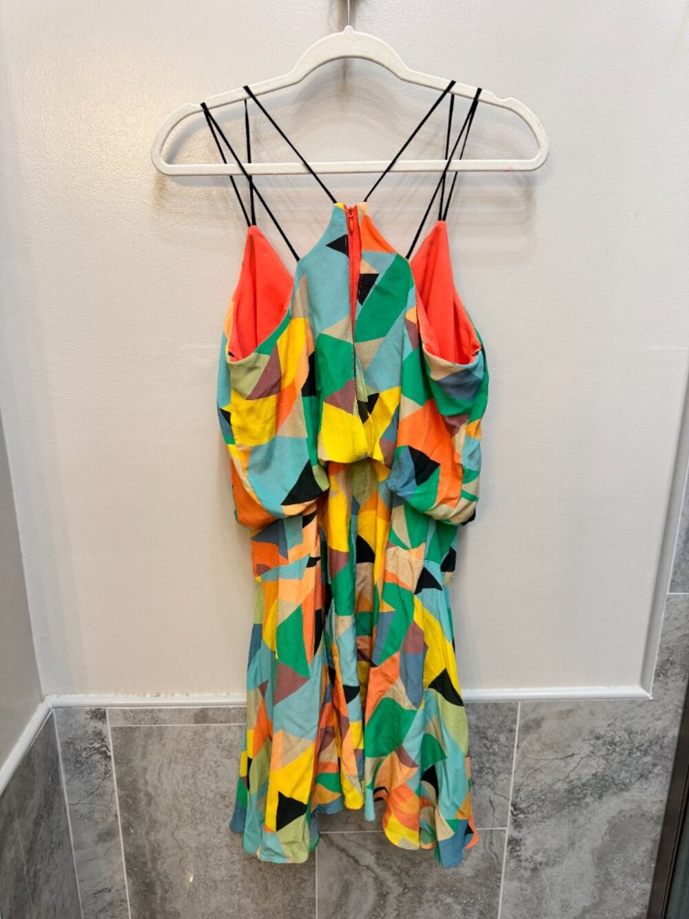 Milly of New York Size 10 Silk Geometric Dress Italian Fabric Made USA Y2K - Picture 5 of 7